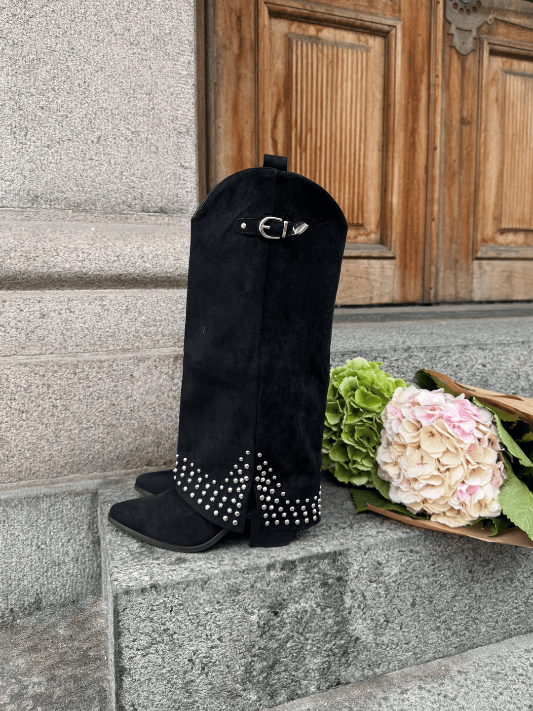 Amina Studded Boots – Black
