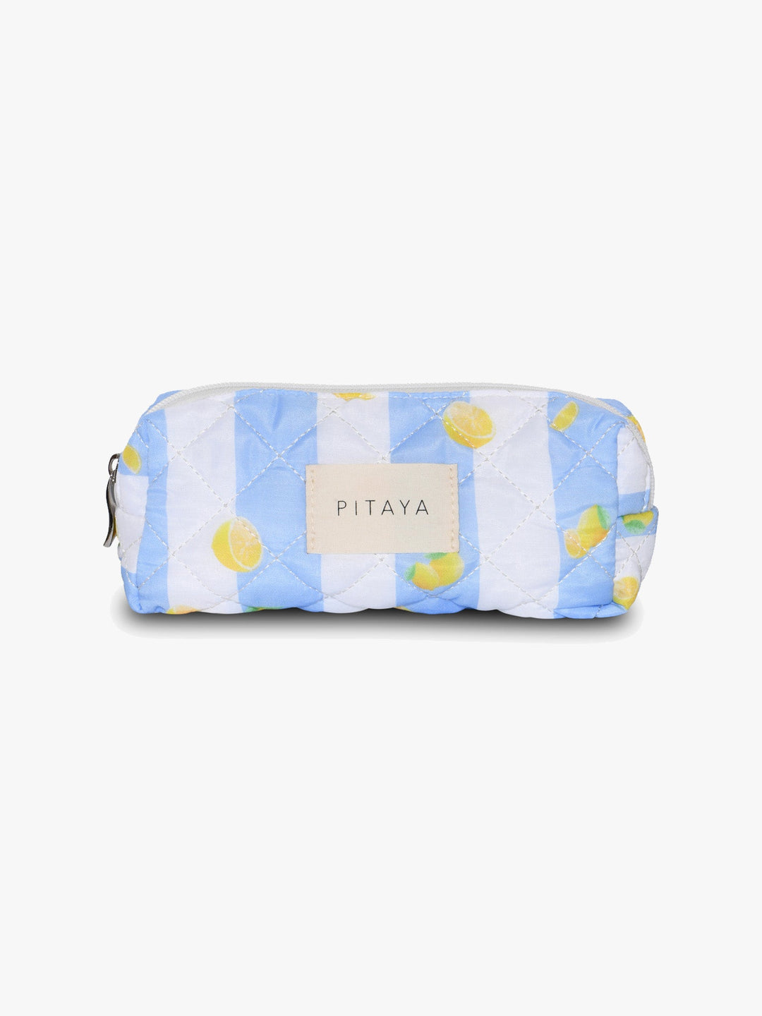 Small Makeup Bag - Blue Stripes Lemon