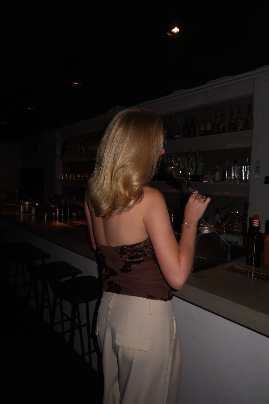 Lily Mesh Halterneck Top - Dark Brown