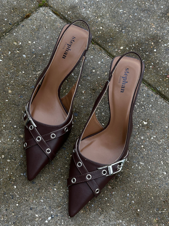 Elvira Heeled Slinback - Dark Maroon