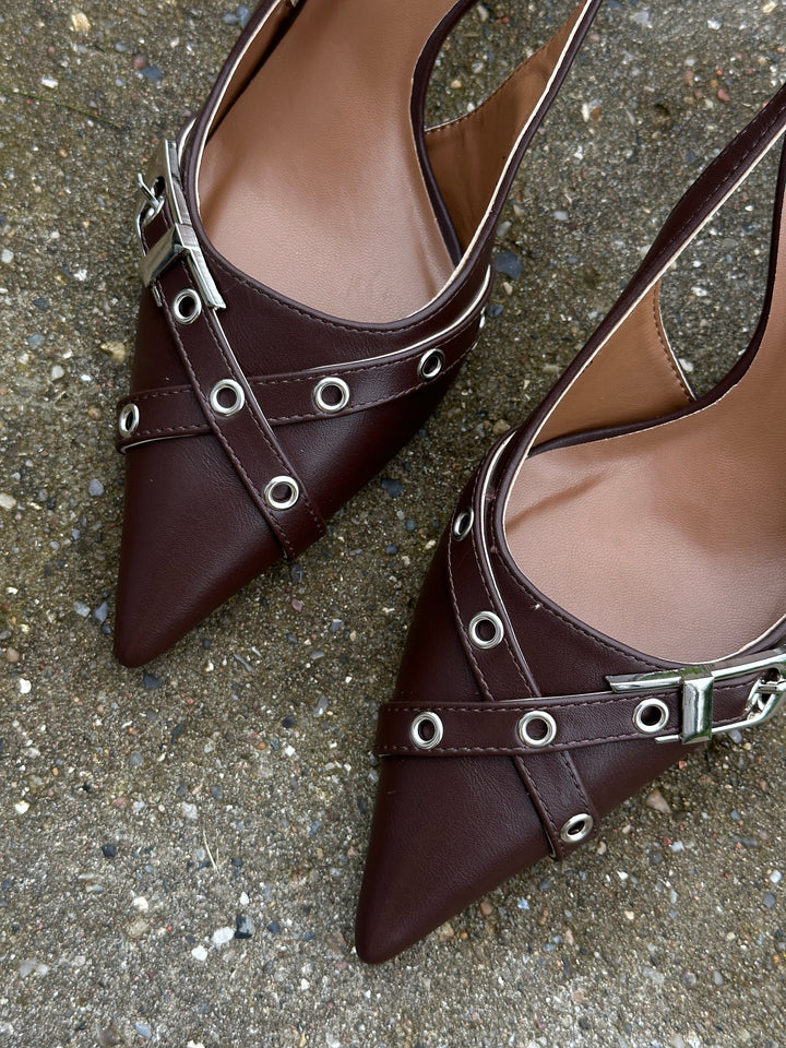 Elvira Heeled Slinback - Dark Maroon
