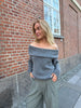 Sally Off Shoulder Knit - Medium Grey Melange