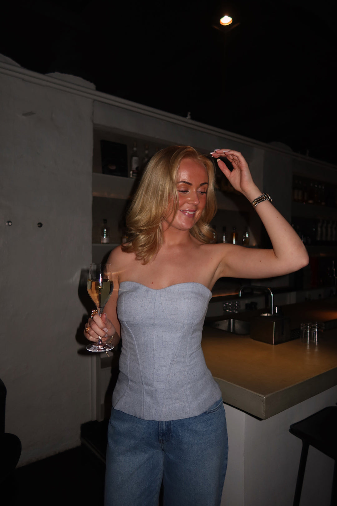 Cirkeline Bandeau Top - Light Blue Melange