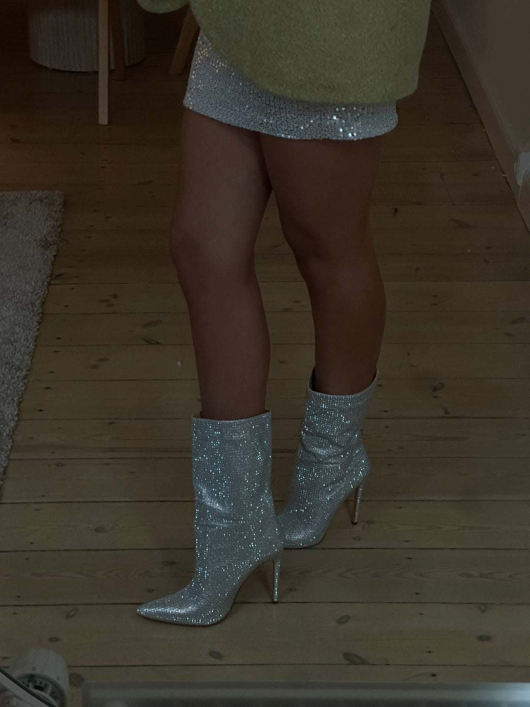 Selma Rhinestone Boots - Silver
