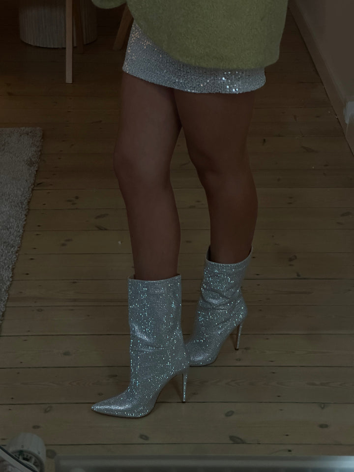 Selma Rhinestone Boots - Silver