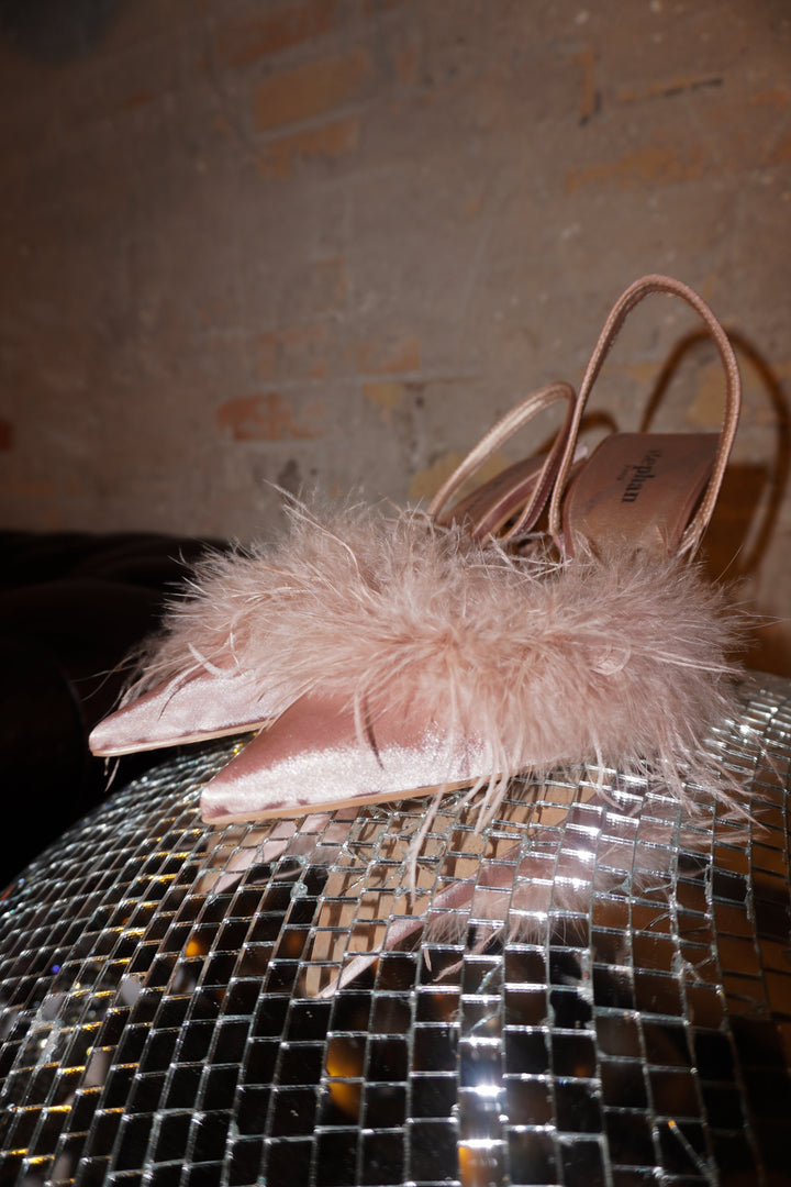 Frederikke Feather Slingback Pumps - Champagne