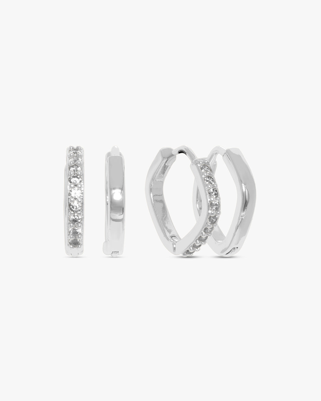 Amelia Square Earring 2-pack - Silver