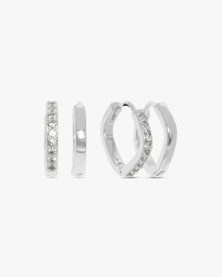 Amelia Square Earring 2-pack - Silver