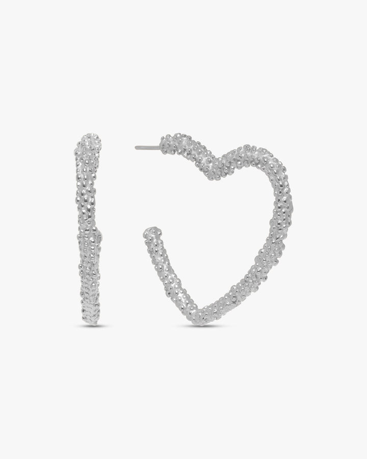 Annemone Heart Earring - Silver