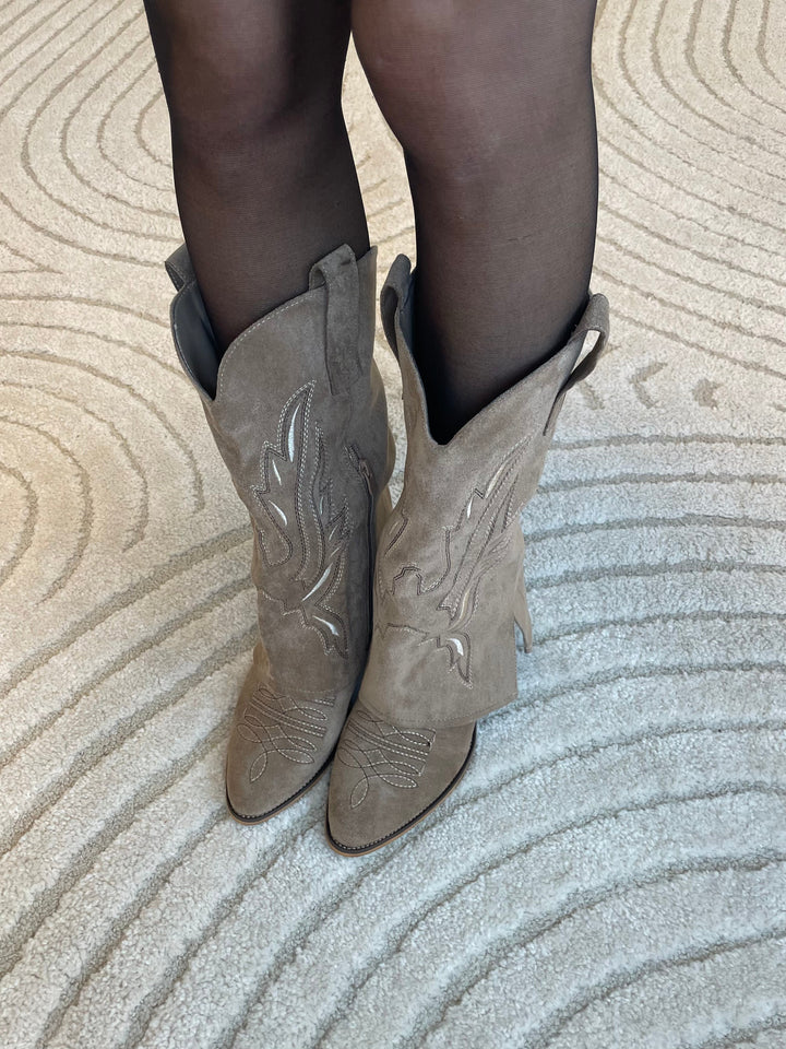 Ava Heeled Boots - Taupe