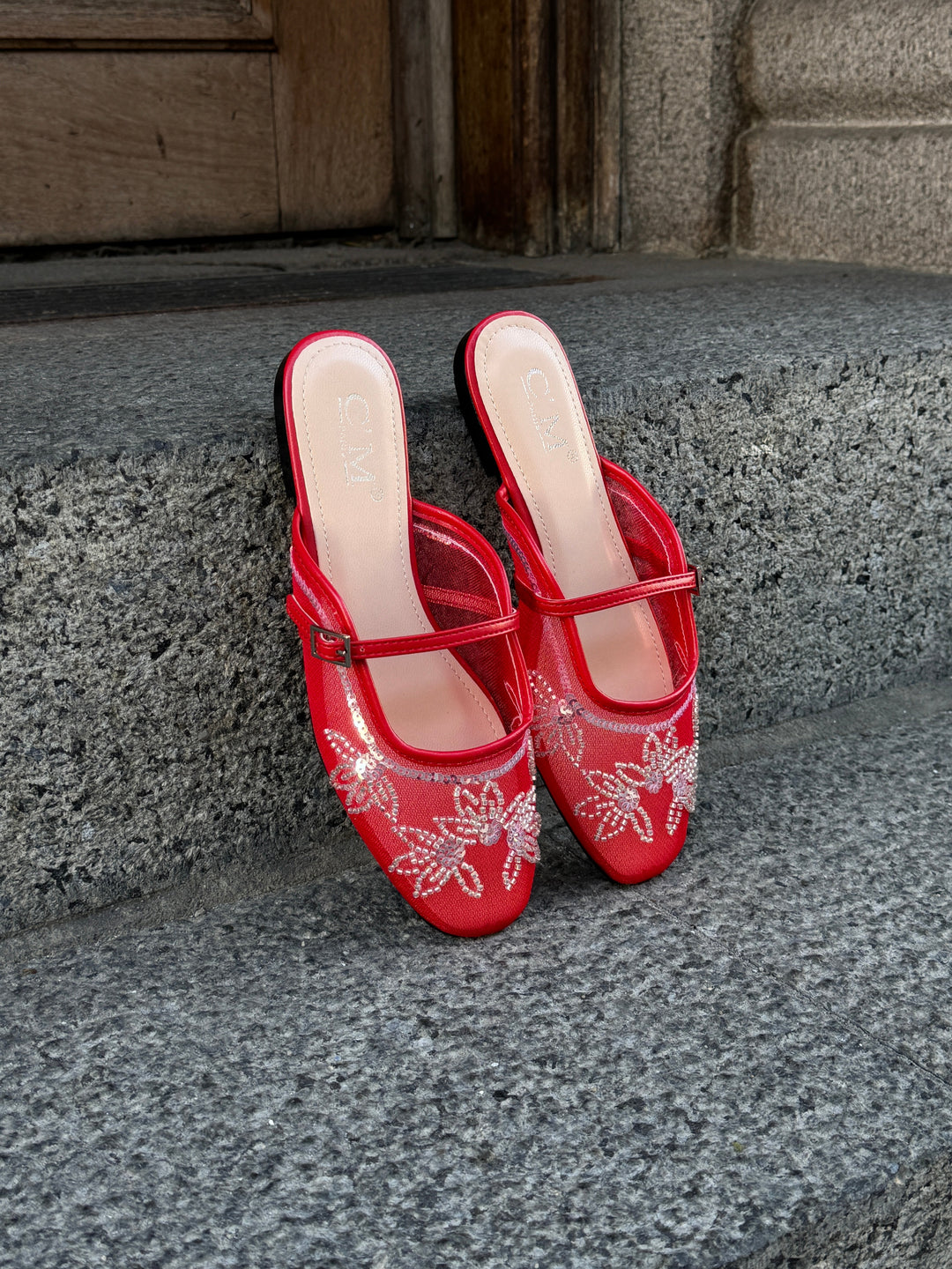 Bethany Flat Mules - Red