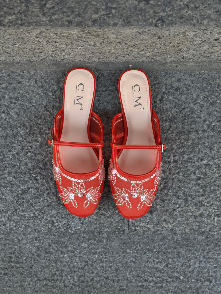 Bethany Flat Mules - Red