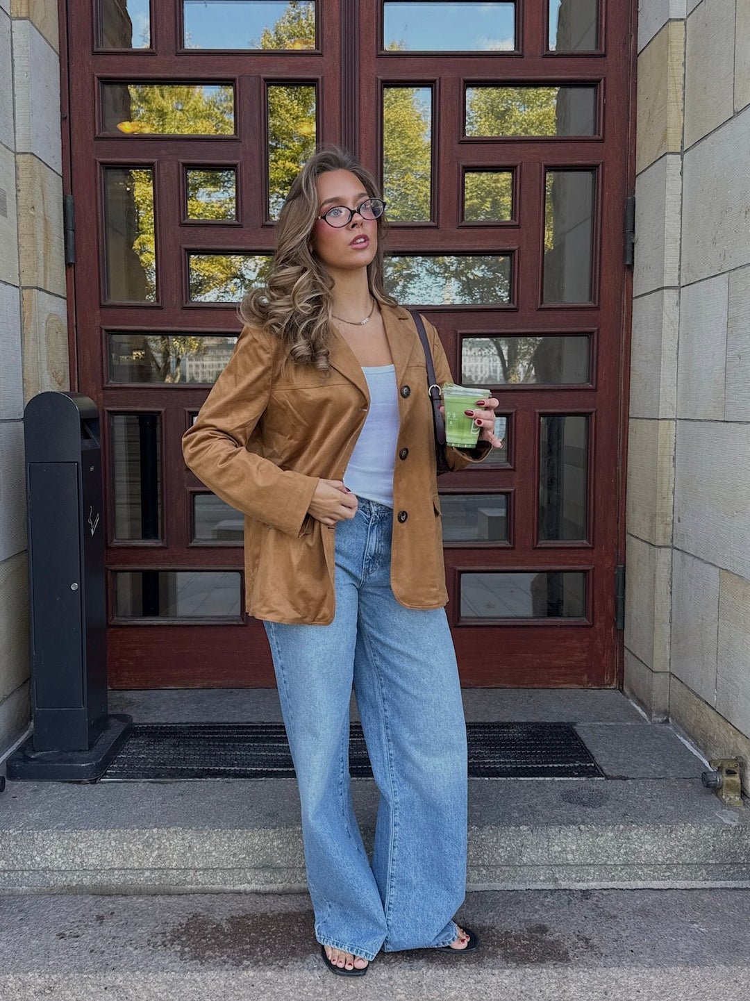 Agnes Faux Suede Blazer - Cognac Brown