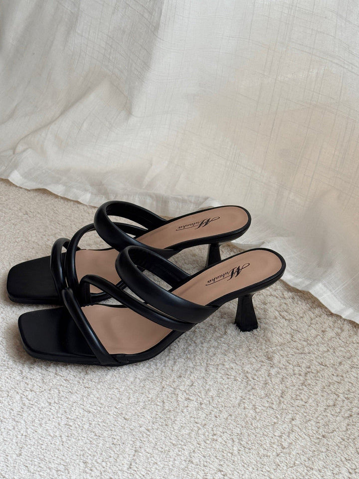 Mila Puff Heeled Sandals - Black