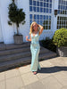 Ella Satin V-neck Dress - Pistachio