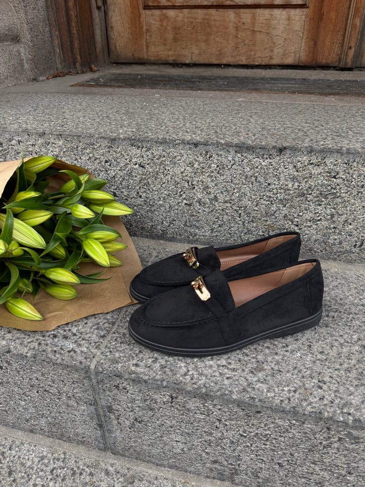 Lianna Buckle Loafers - Black