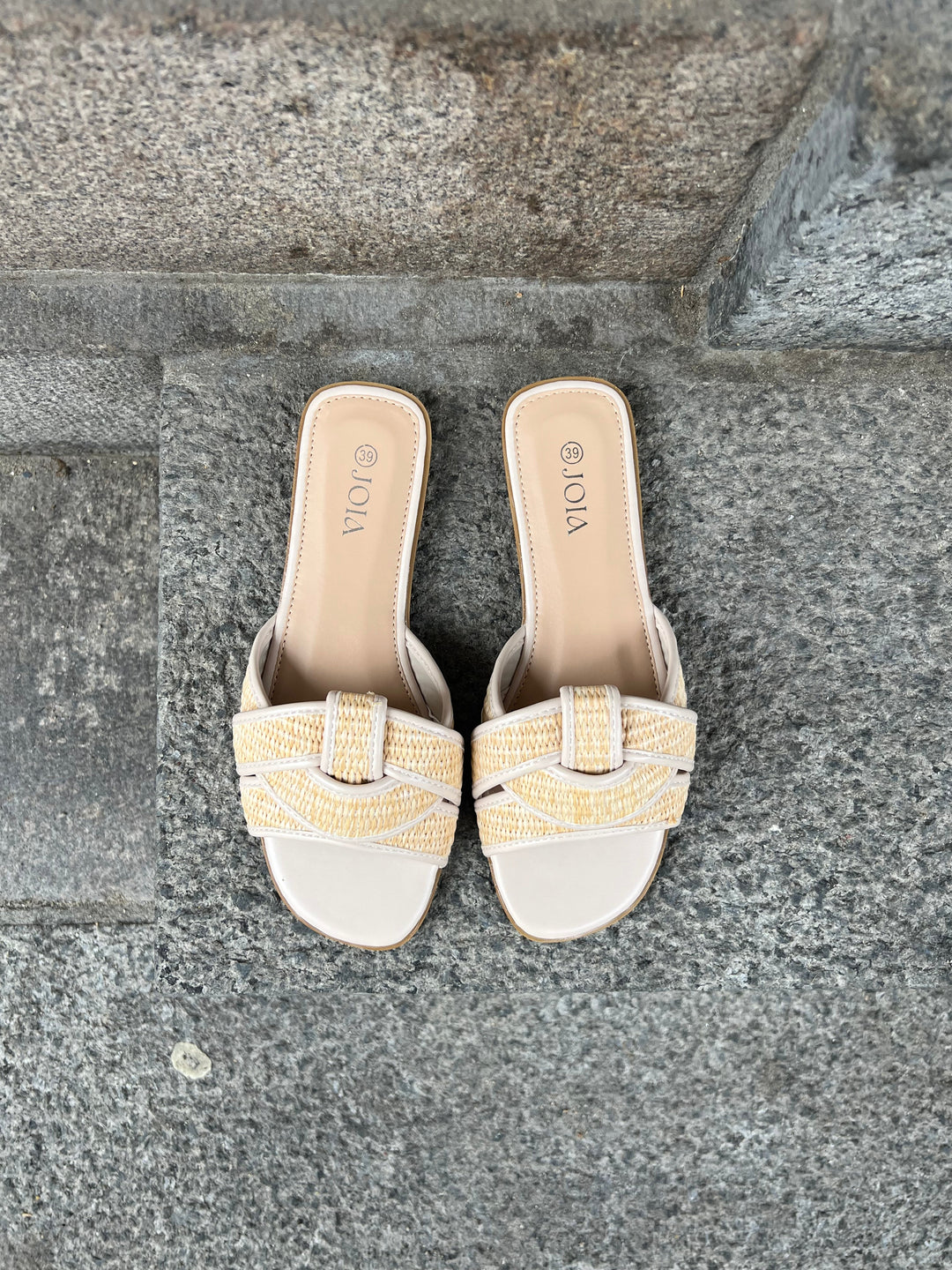 Isla Woven Slides – Natural White