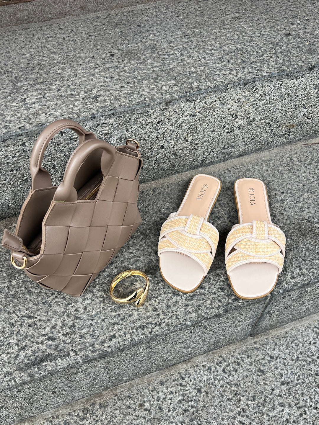 Isla Woven Slides – Natural White