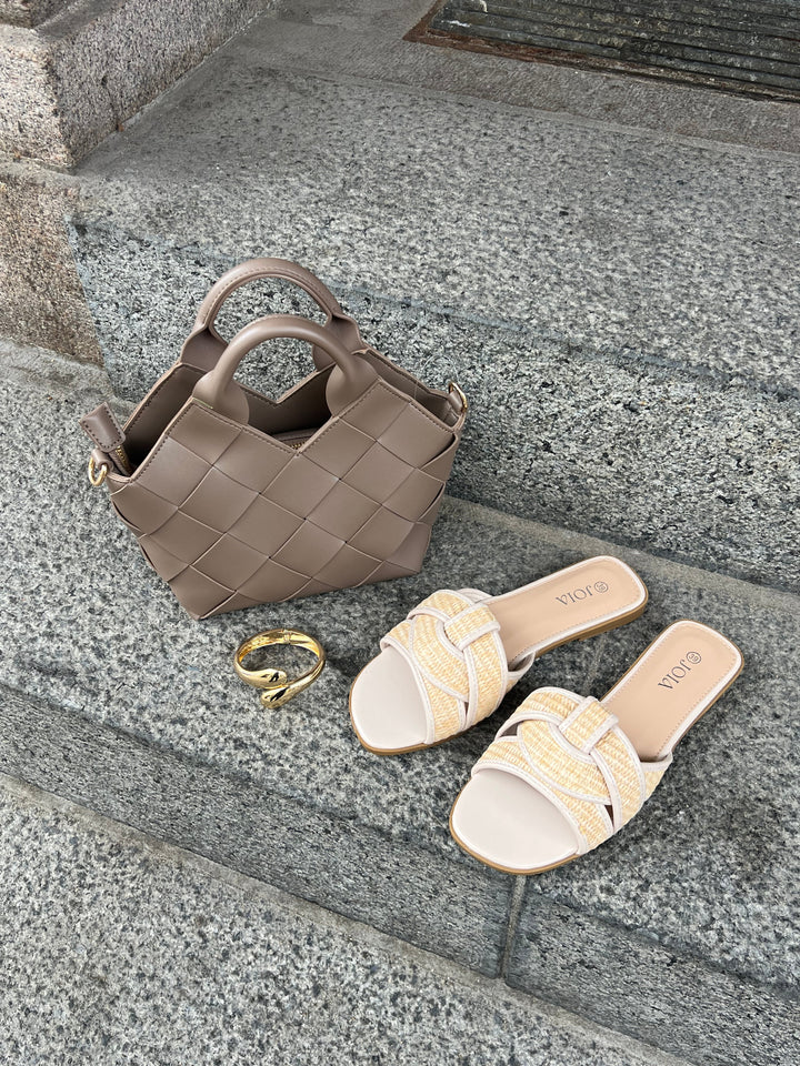 Isla Woven Slides – Natural White