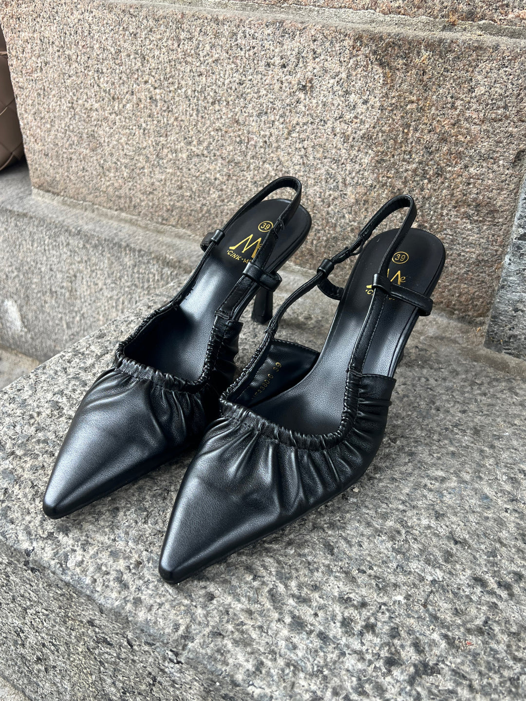 Zenia Ruched Slingback – Black