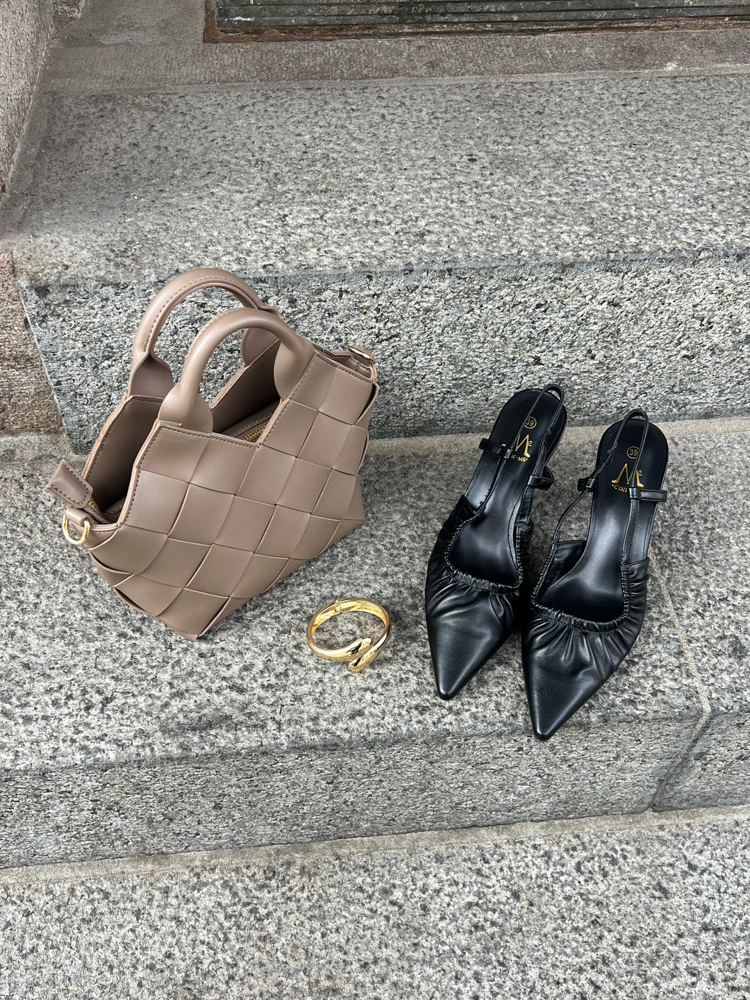 Zenia Ruched Slingback – Black