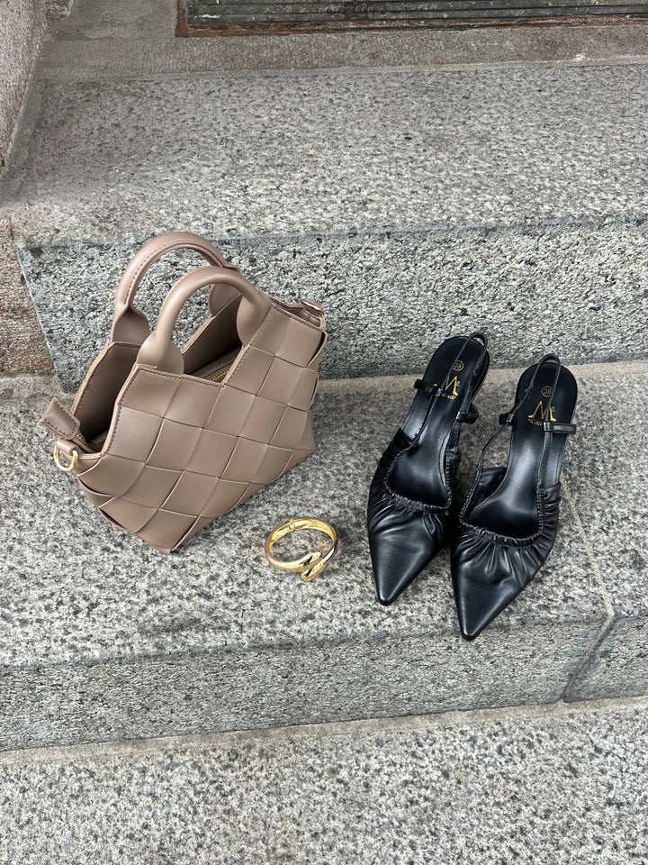 Zenia Ruched Slingback – Black