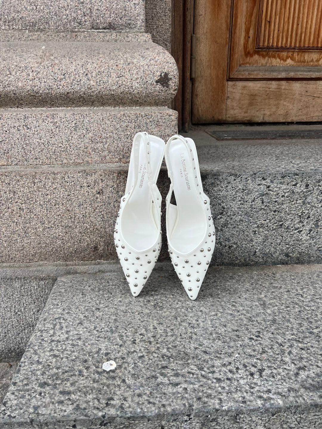 Katrina Studded Slingbacks – White