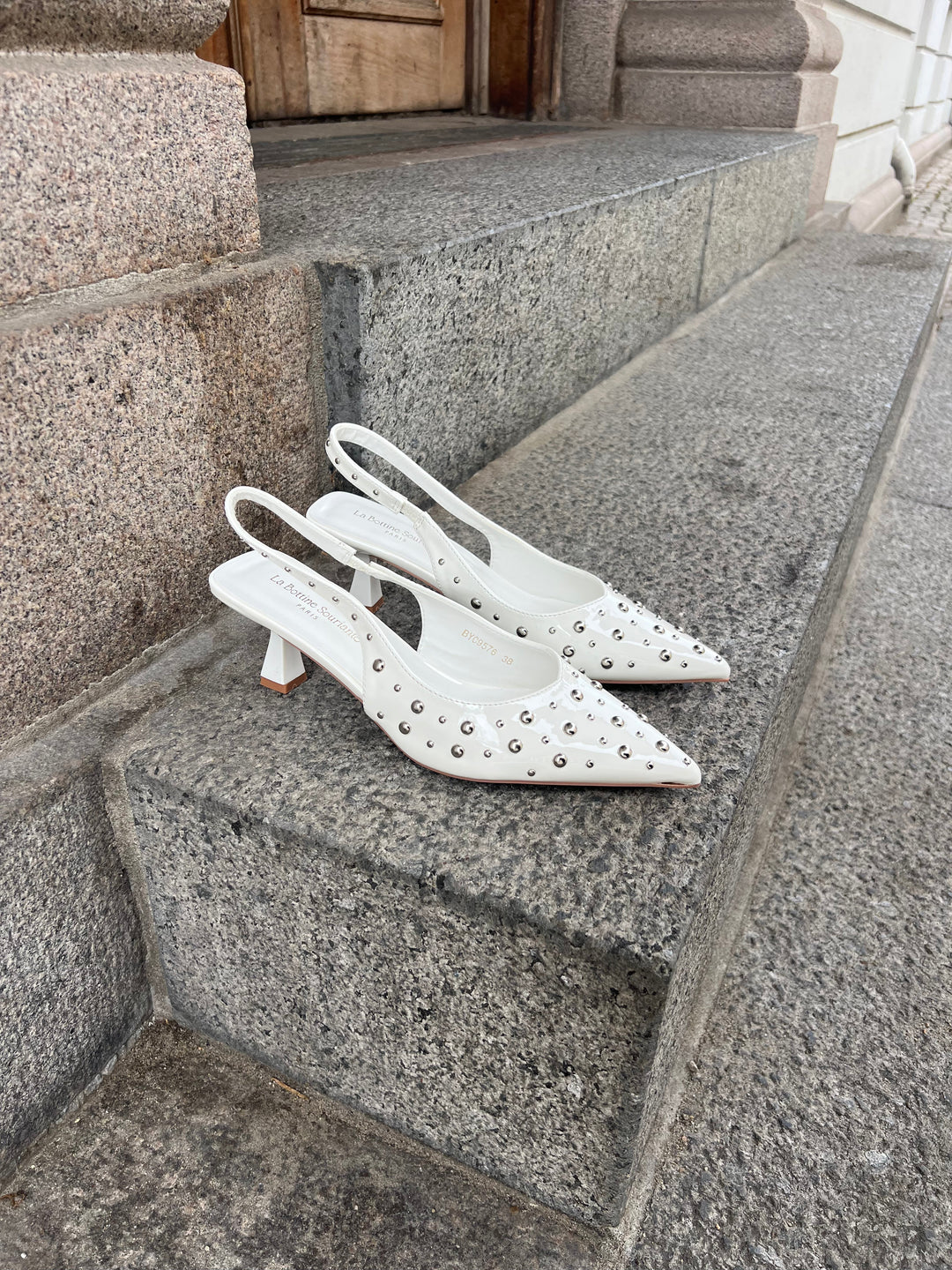 Katrina Studded Slingbacks – White