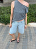 Luna Denim Bermuda Shorts - Light Blue