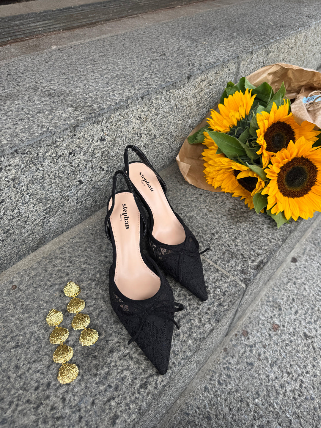 Elina Lace Slingback – Black