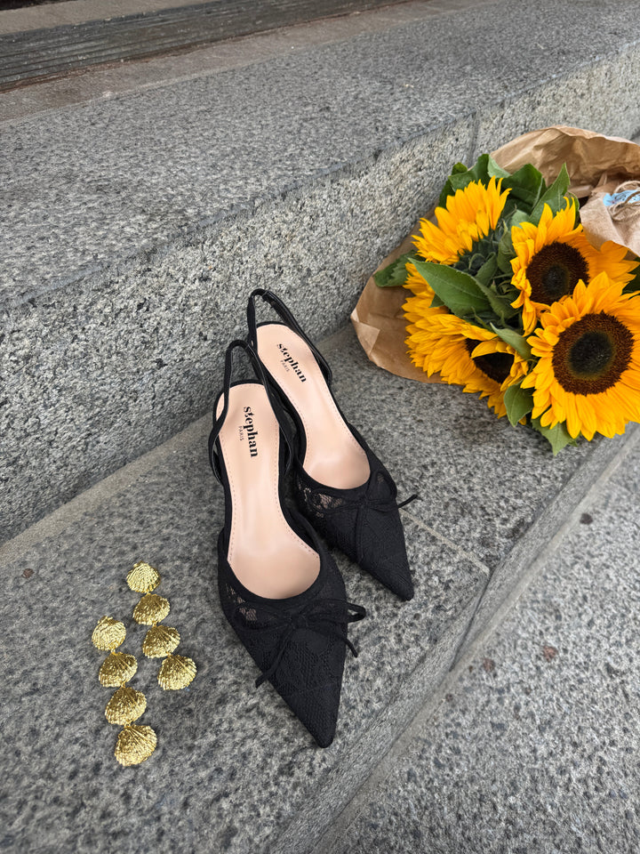 Elina Lace Slingback – Black