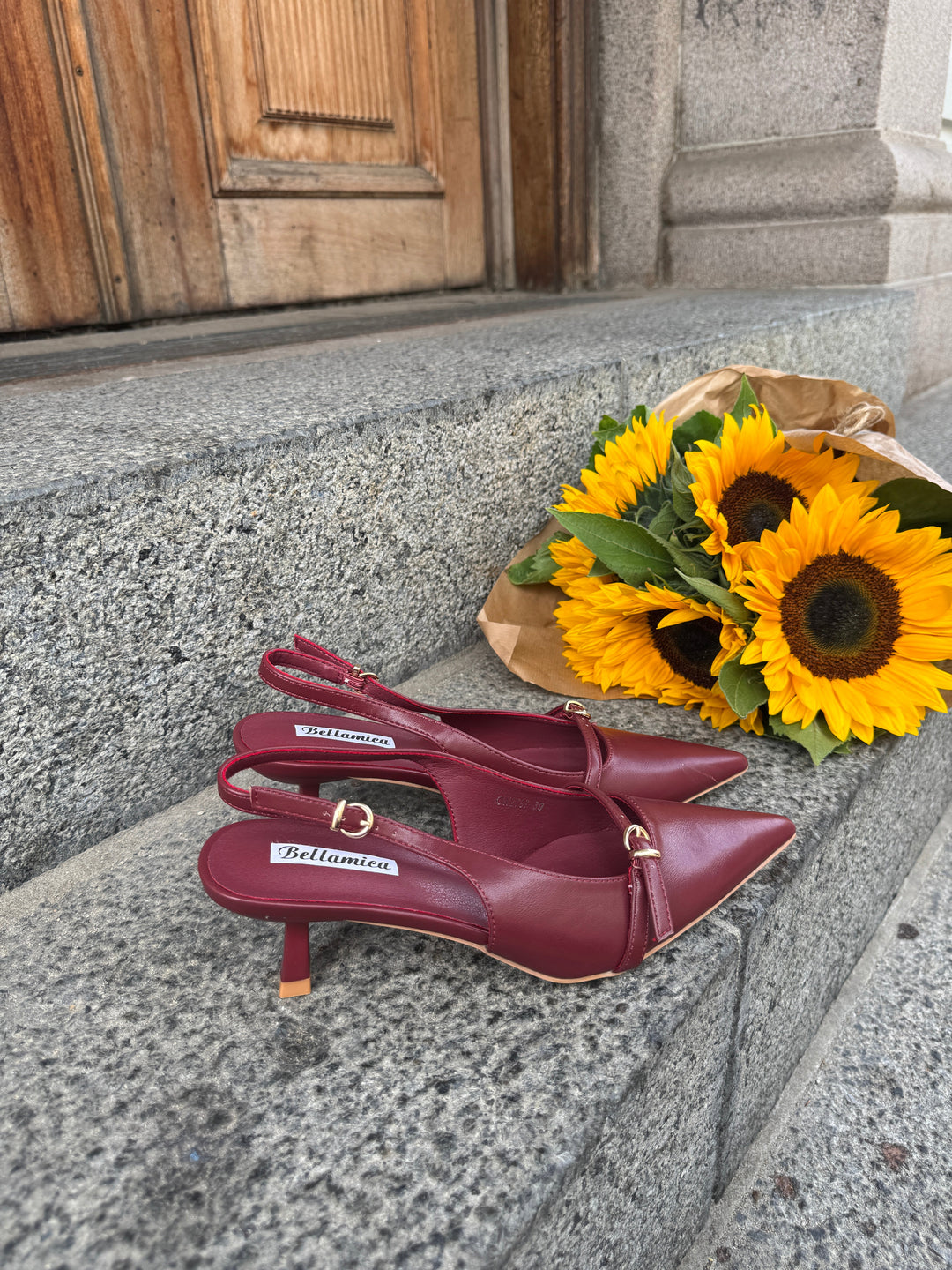Clara Buckle Slingback – Wine Red