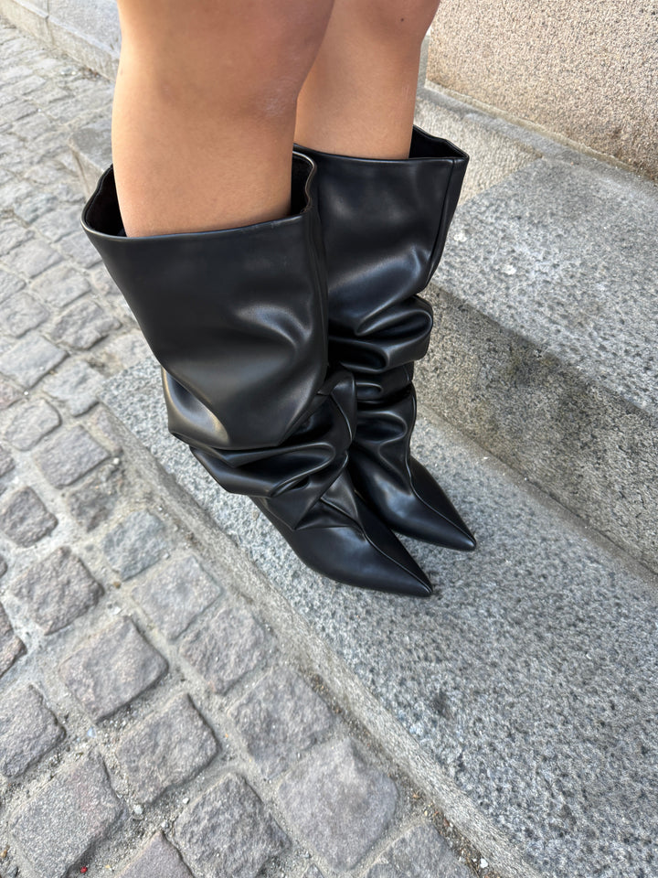 Alberte Faux Leather Boots - Black