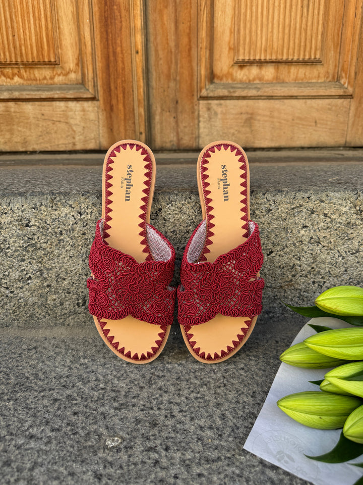 Margaret Flat Sandal - Bordeaux