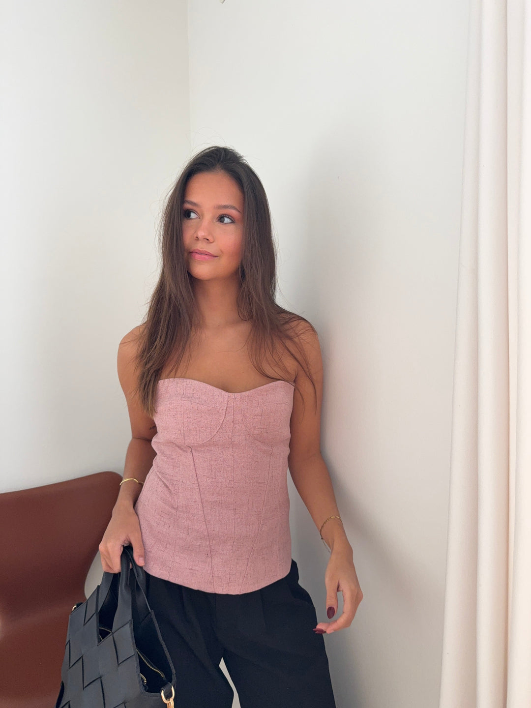 Cirkeline Bandeau Top - Dusty Pink Melange