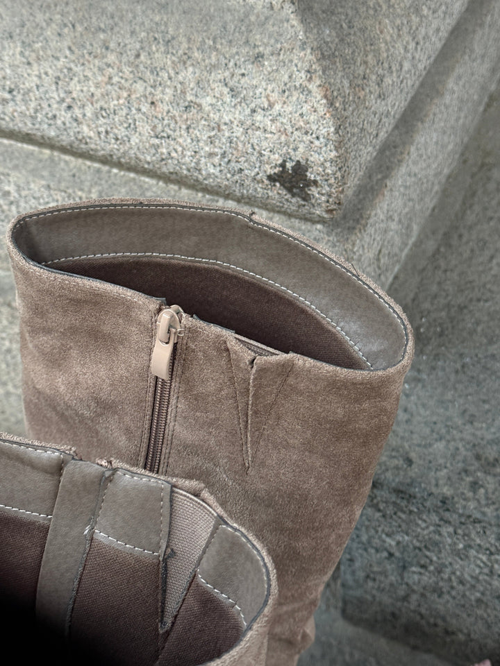 Jami Faux Suede Boots - Taupe