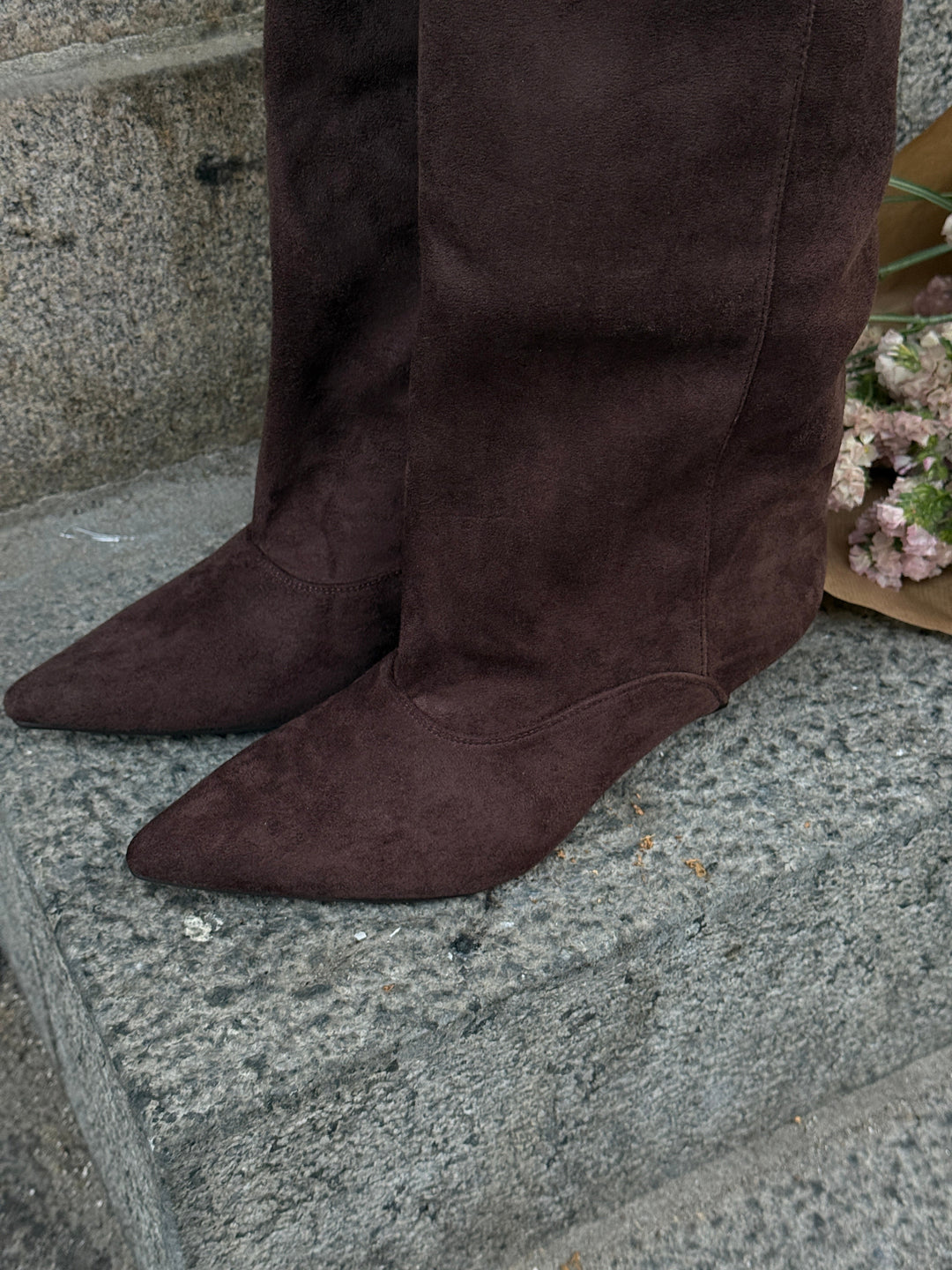 Jami Faux Suede Boots - Dark Brown