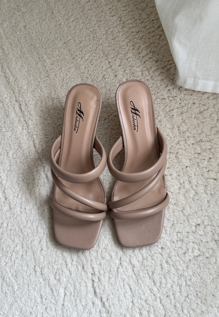 Mila Puff Heeled Sandals - Taupe
