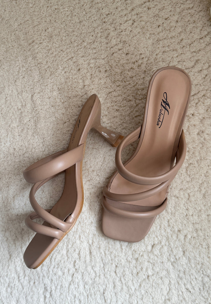 Mila Puff Heeled Sandals - Taupe