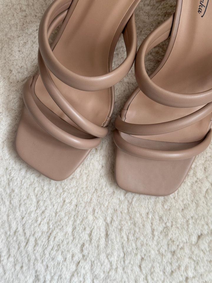 Mila Puff Heeled Sandals - Taupe