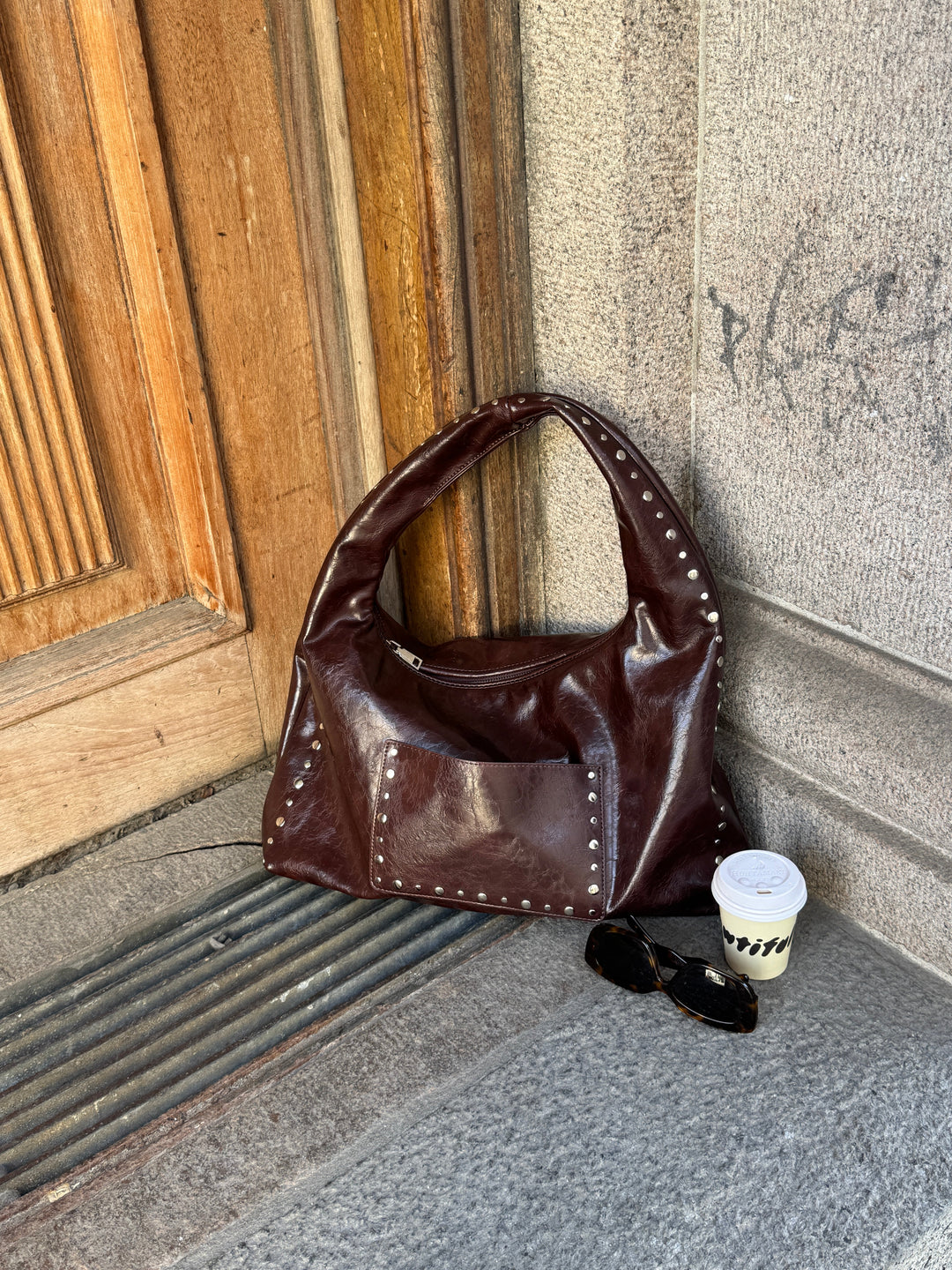 Ella Stud Bag - Dark Brown
