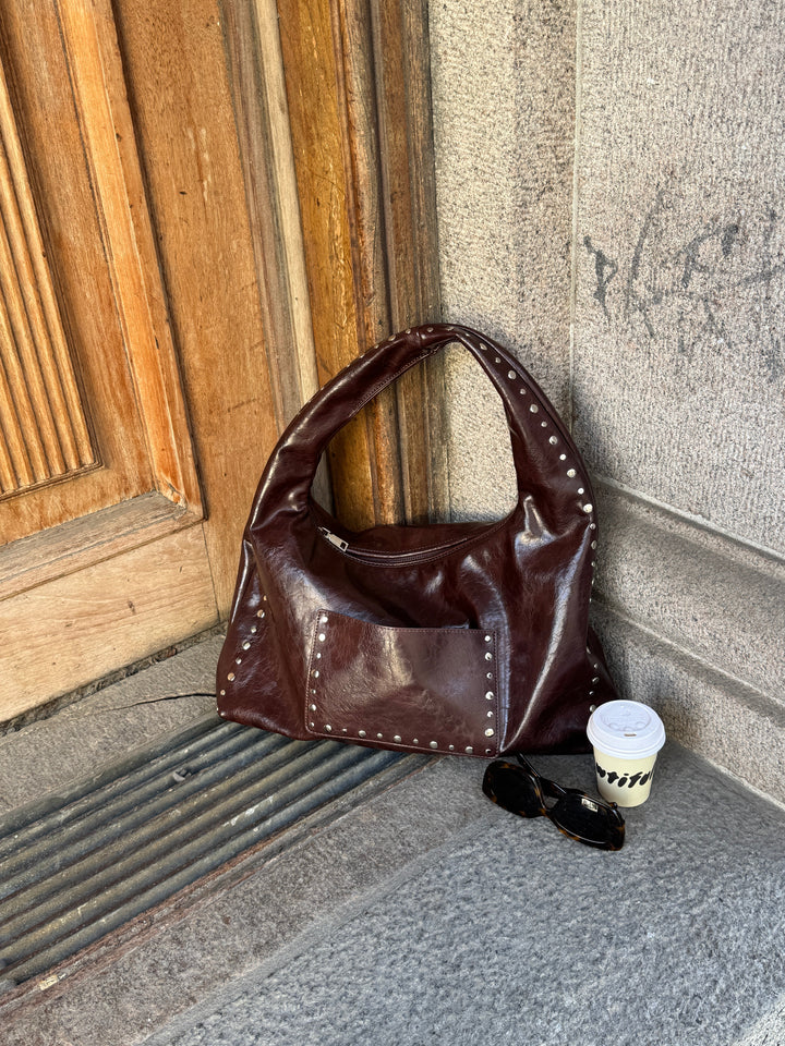 Ella Stud Bag - Dark Brown