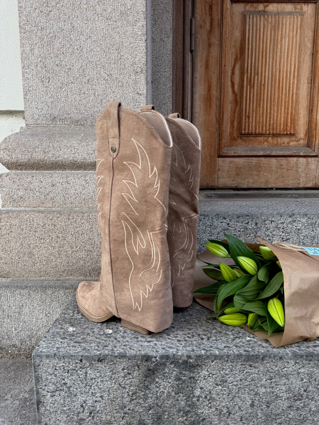 Alvilde Faux Suede Boots - Khaki
