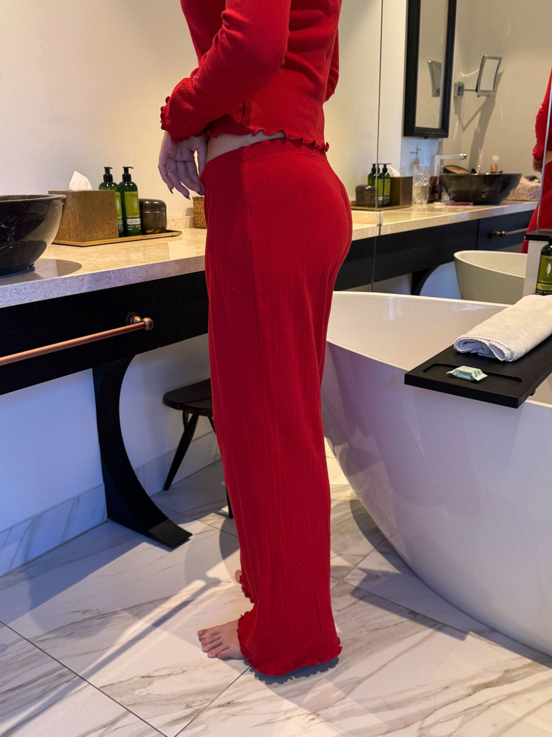 Anna Loungewear Pants - Cherry Red