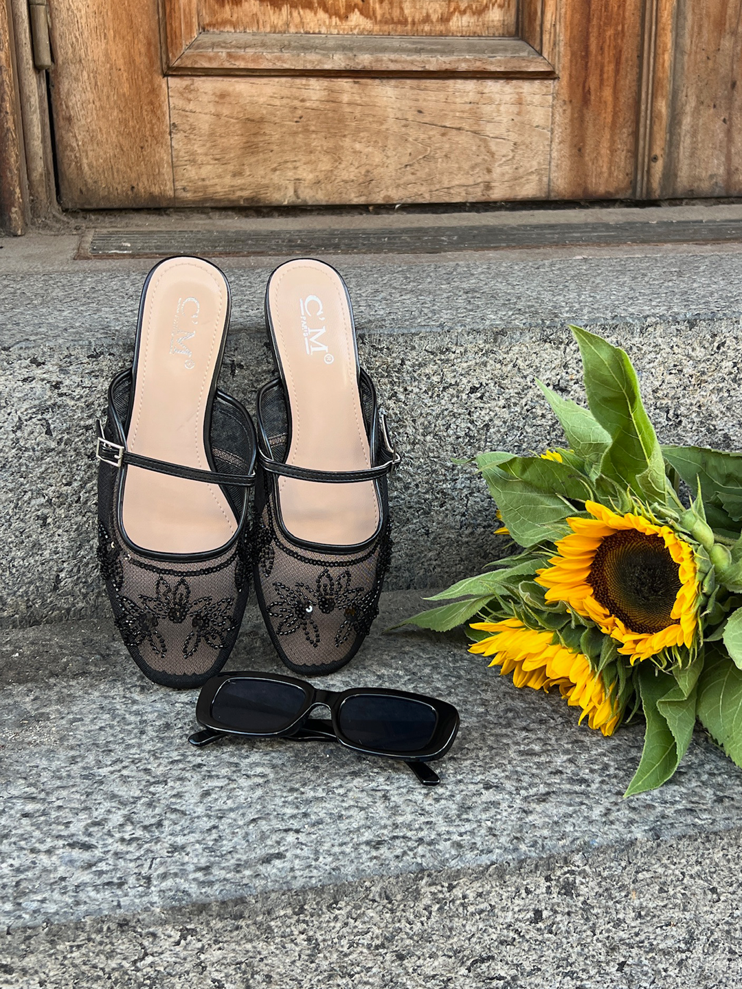 Bethany Flat Mules - Black