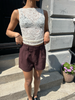 Line Linen Shorts - Dark Brown
