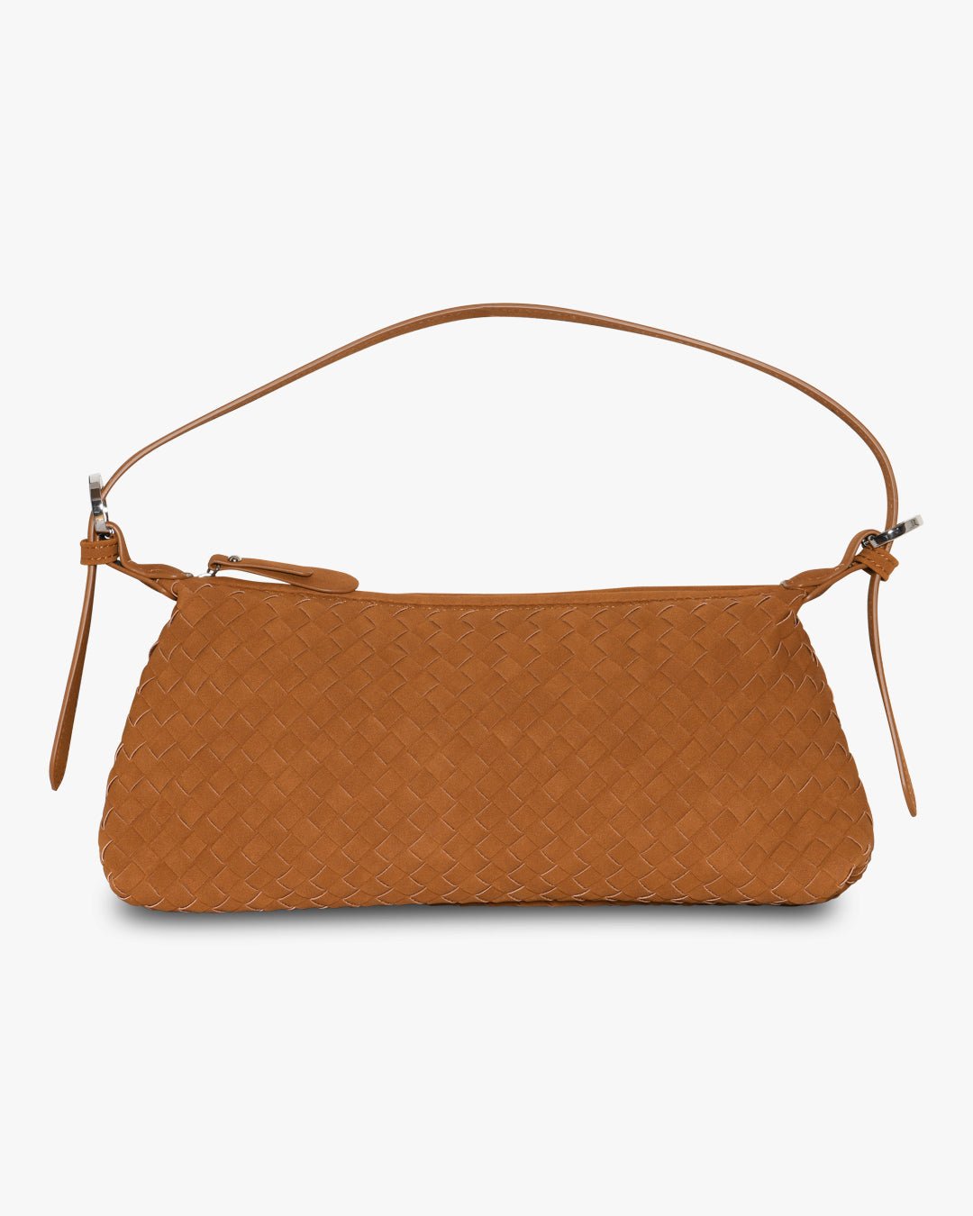 Charlotte Faux Suede Baguette Bag - Cognac Brown