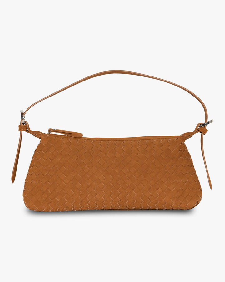 Charlotte Faux Suede Baguette Bag - Cognac Brown