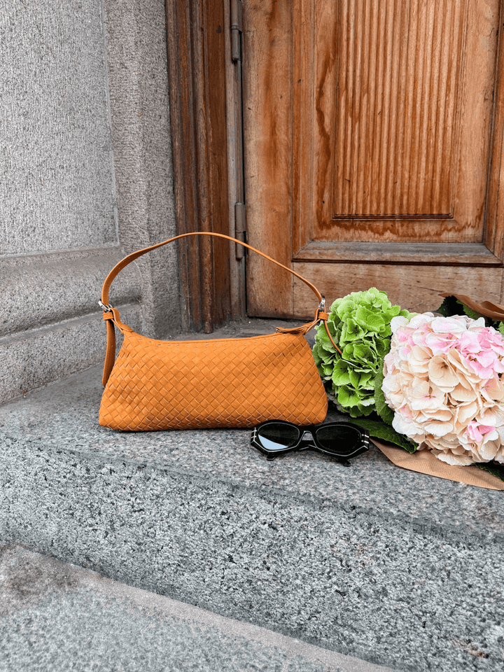 Charlotte Faux Suede Baguette Bag - Cognac Brown