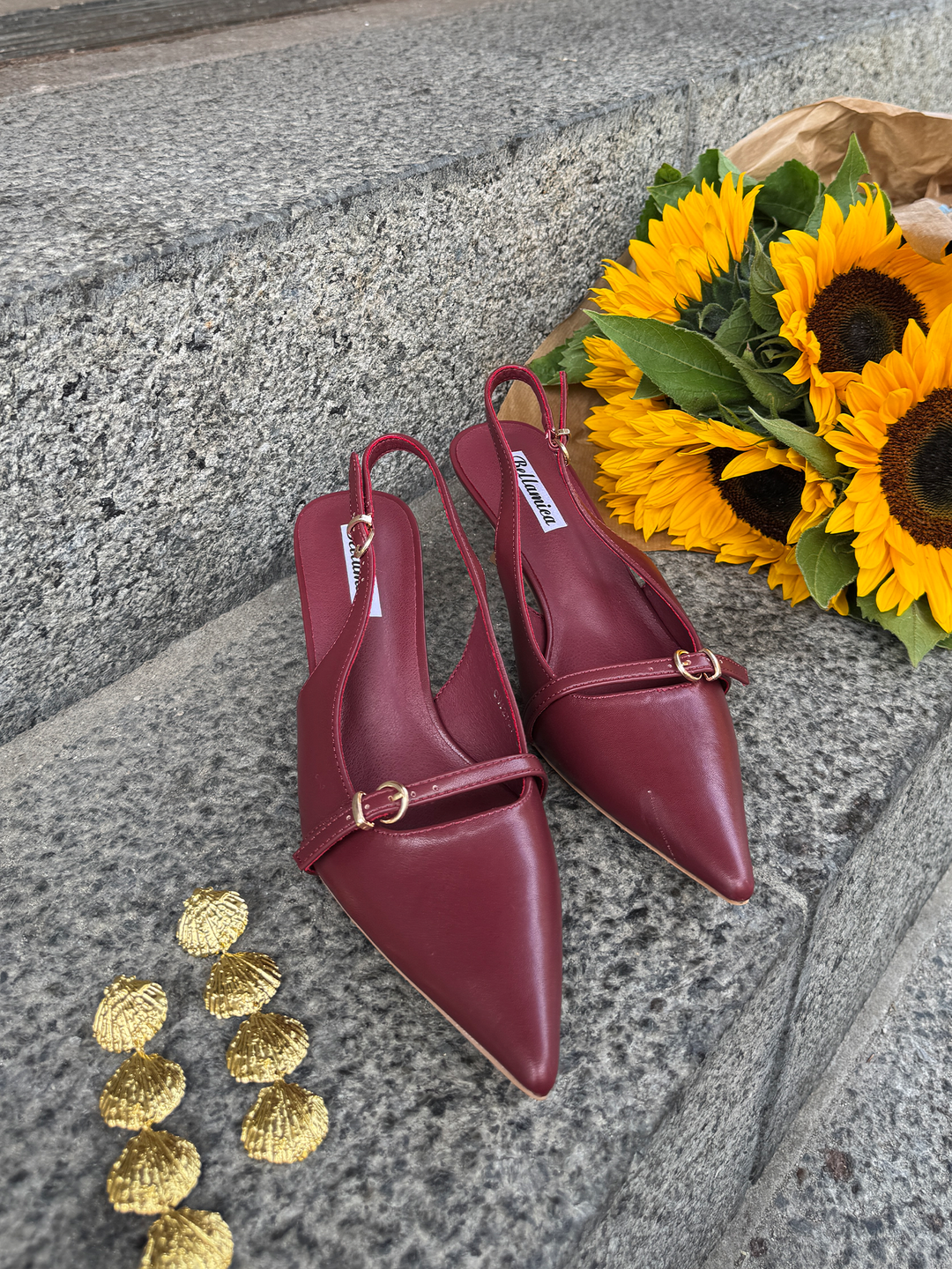 Clara Buckle Slingback – Wine Red